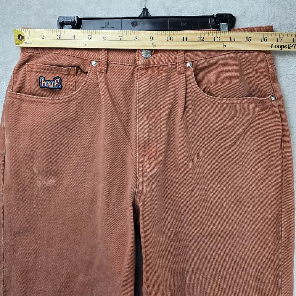 HUF Cromer Jeans Mens 34 (Fits 33x30) Orange Baggy Skate Y2K 90s Denim Pants